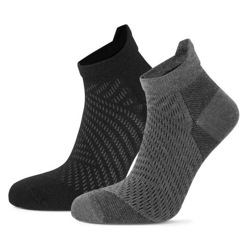TOG24 Meias de trekking unissex adultas Steyr Marl (Pacote de 2) 3 UK-5 UK cinzento escuro/preto