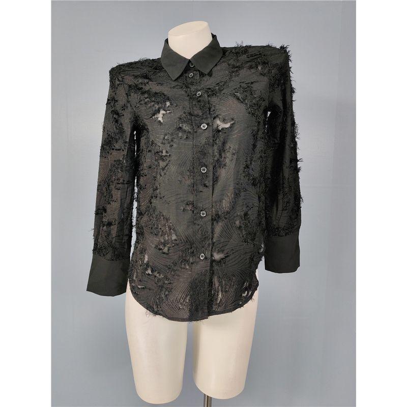 

Foreign Trade Order H Home 2025 Autumn New Long sleeve Tassel Temperament Commuter Fashion Loose Elegant Top Shirts Black M