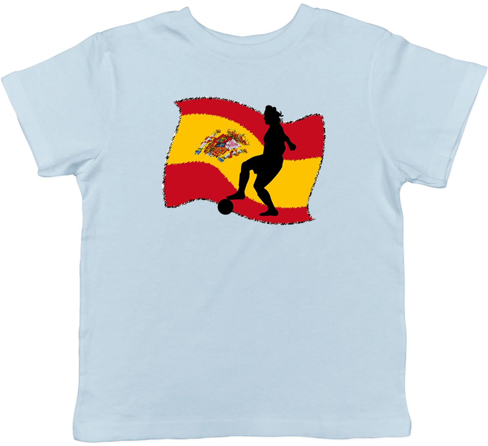 Spain Flag WoFootball Childrens Kids T-Shirt Boys Girls 160