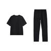 Li Ning Letter Print Round Neck Pullover Short Sleeve T-Shirt Straight Leg Breathable Quick Dry Long Pants Casual Sports Suit AHSU671-1+AYKT413-1