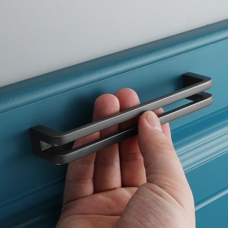 Nordic Furniture Handles Gray Black Brushed Kitchen Cabinet Pulls Handle For Cabinets And Drawers Knobs Kitchen Accesso Hardware