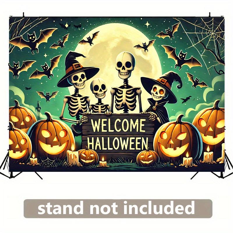 Polyester fabric background wall fabric for Halloween skull and pumpkin party, suitable for outdoor decoration