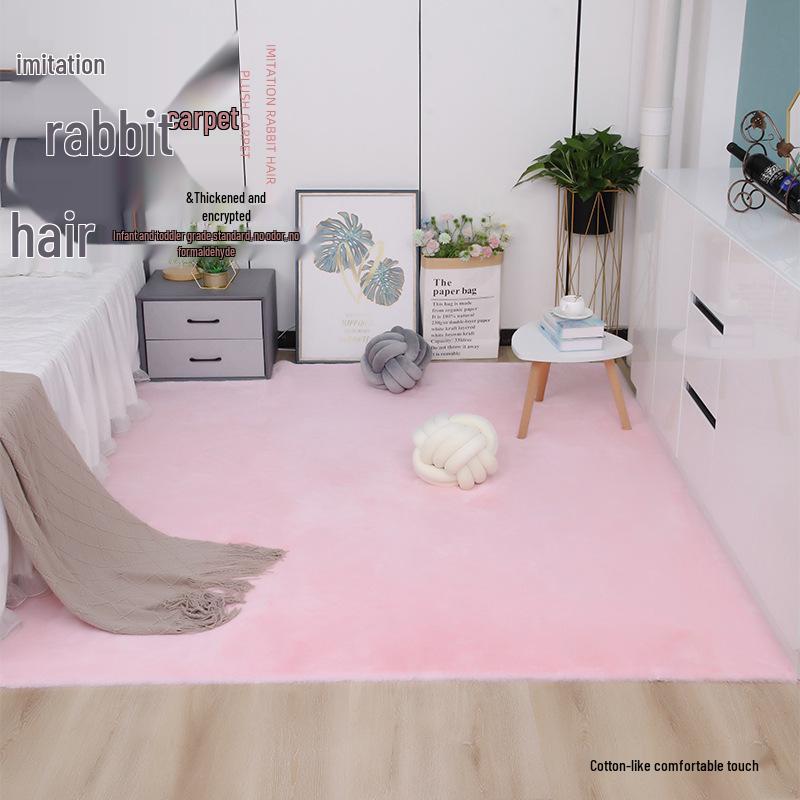 

Nordic Style Plush White Faux Rabbit Fur Carpet for Bedroom, Living Room, or Bay Window 40x40 cm