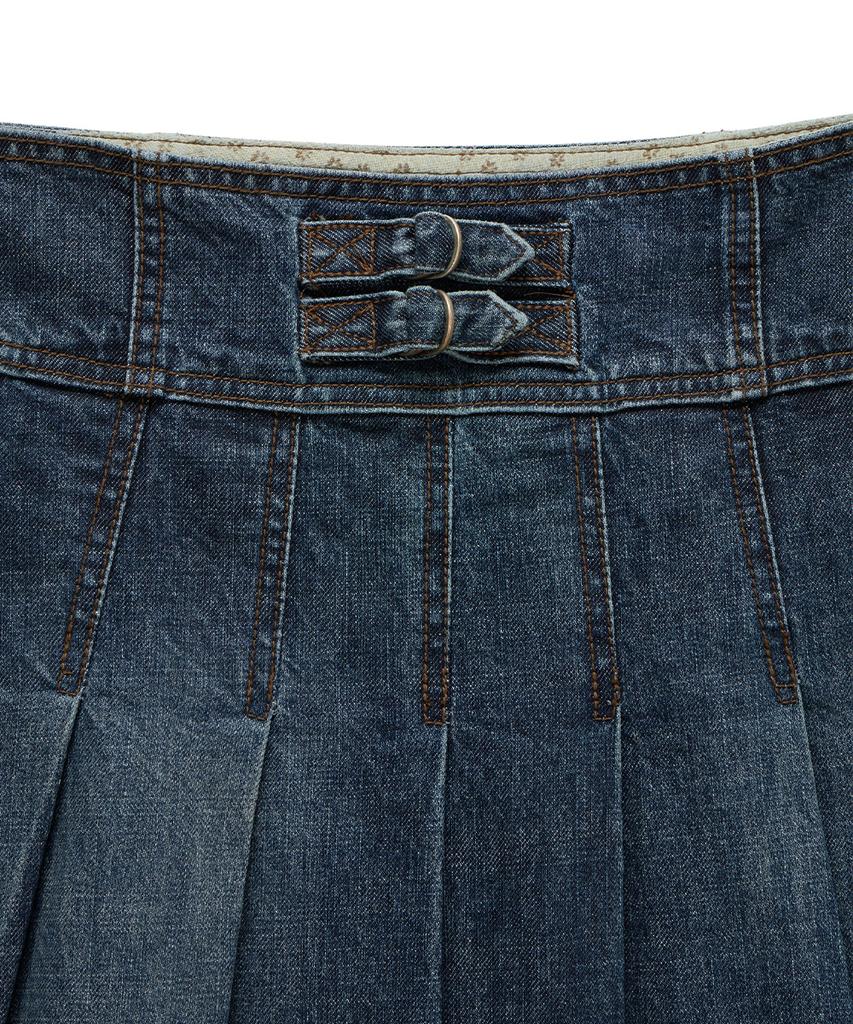 Dandel Dd Four-Stitch Denim Skirt (Indigo)