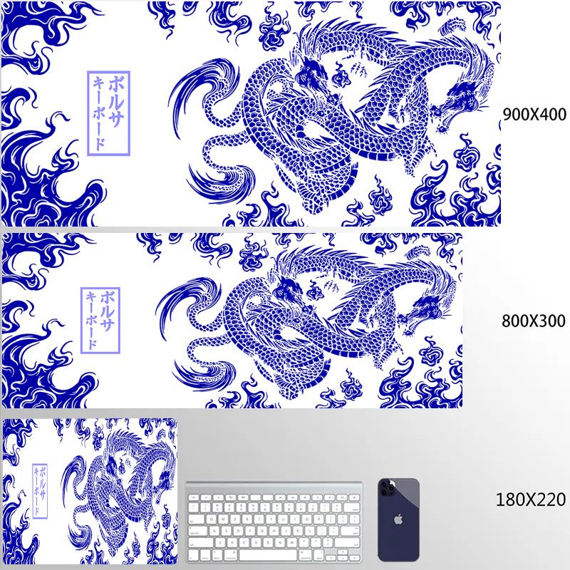 Red Dragon Mousepad Gamer Mouse Pad Light Gaming Room Accessories Desk Mat Japan Art Nonslip Keyboard Mats Company Xxl Mausepad