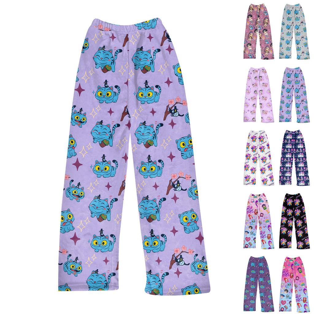 Children's Winter Pants Full Length Long Christmas Printed Pants