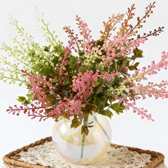 Fleur Artificielle avec Feuilles Vertes Longue Tige Fleur Artificielle en Plastique Résistante aux UV Maison Bureau Fête Intérieur Extérieur Plantes Artificielles Décor