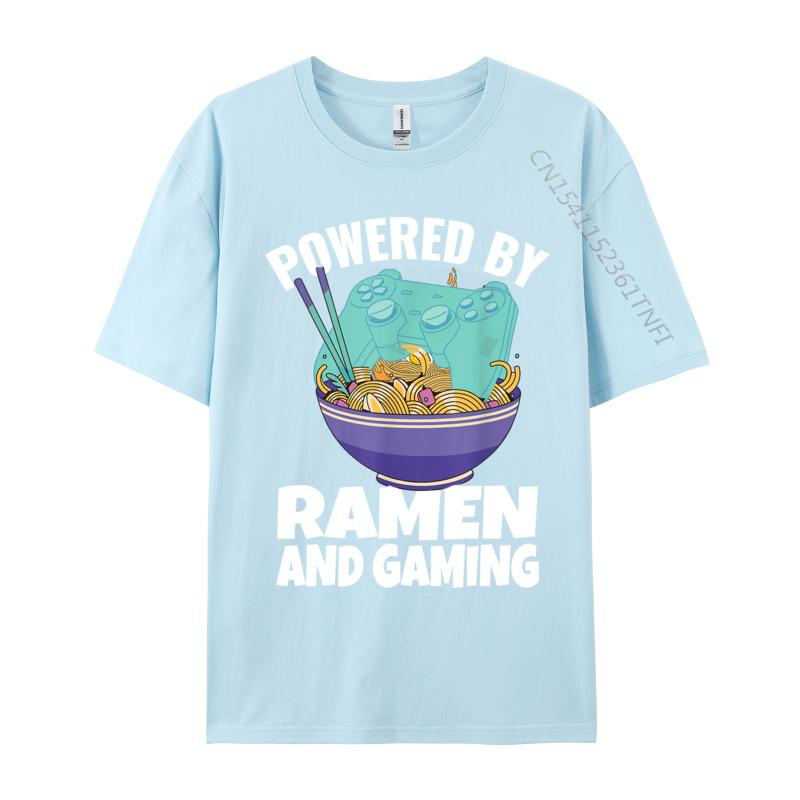 Powered By Ramen And Gaming Gamer Family Cotton Men's Top T-shirts Design Tops Tees Designer Tops Shirt Drop Shipping