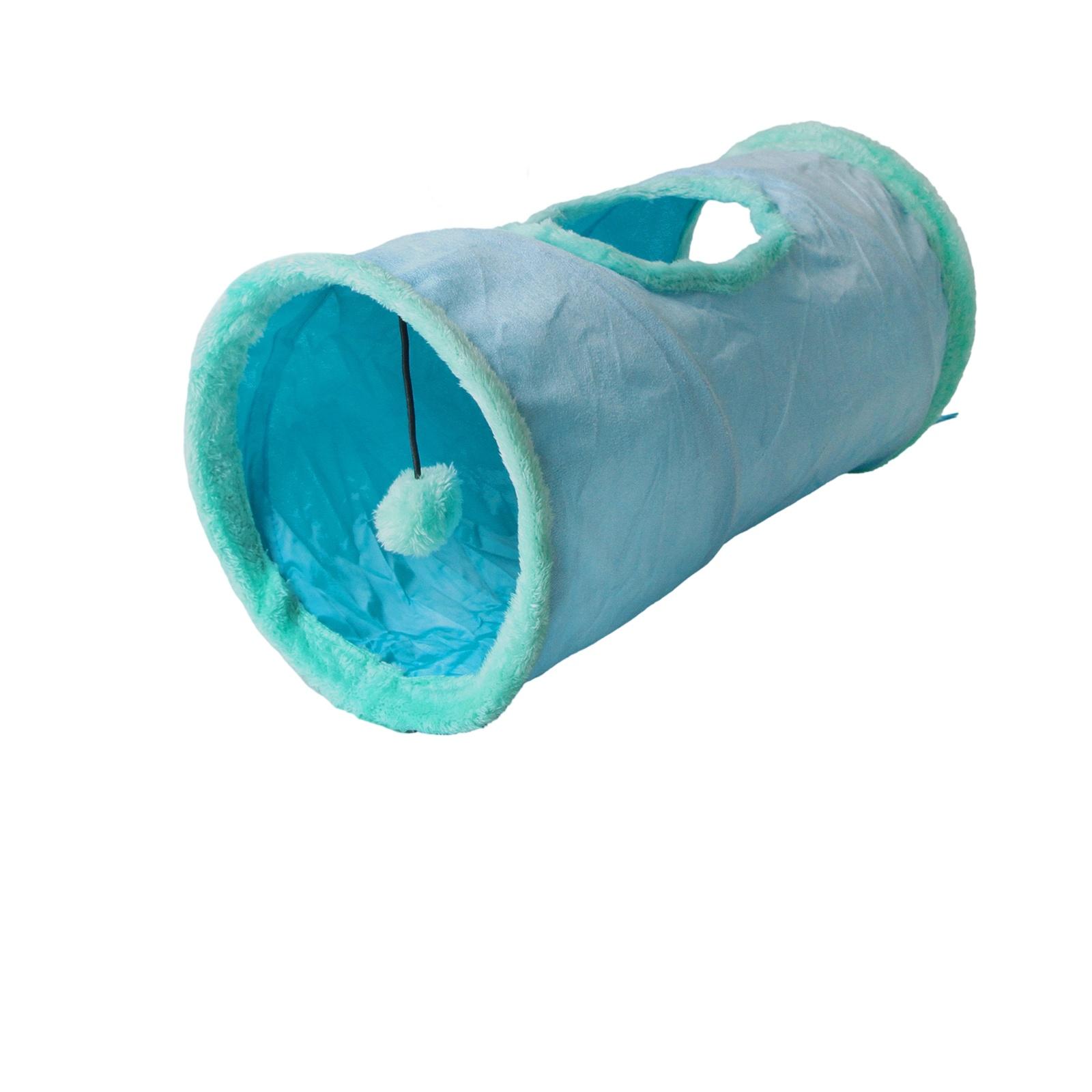Plush Tunnel with Crinkle Paper Foldable Suede Play Tunnel Tube Toy one size синий