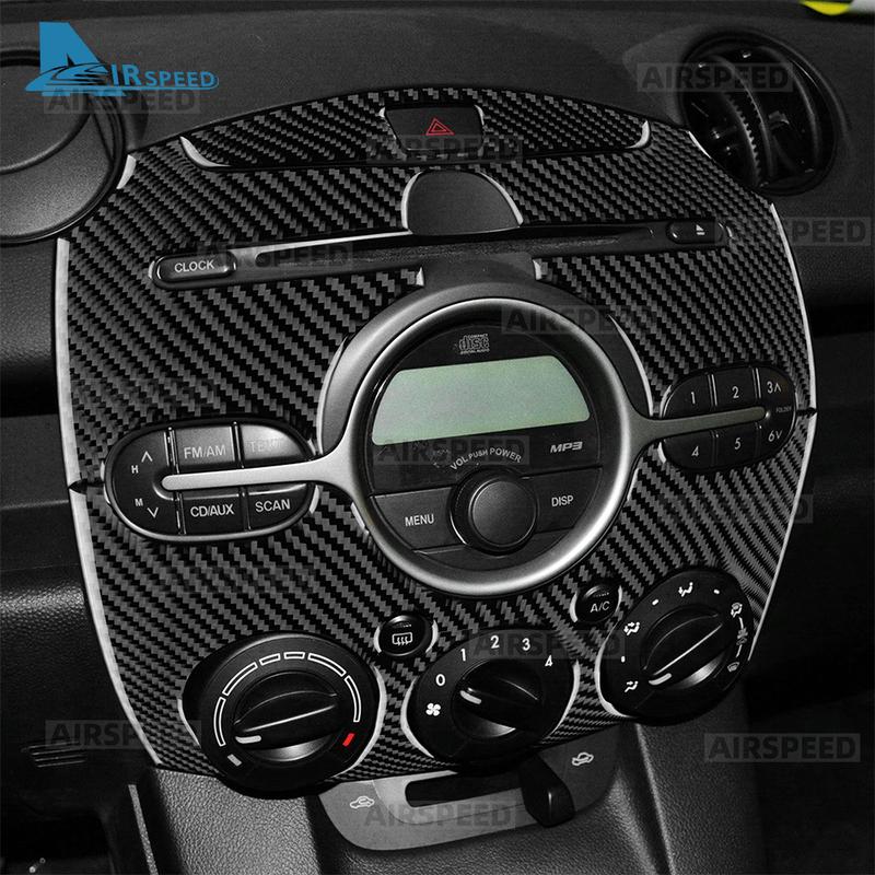 For Mazda 2 DE 2008 2009 2010 2011 2012 2013 2014 Real Soft Carbon Fiber Sticker LHD RHD Car Central Control Panel Frame Trim