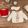 Herbst und Winter Baby Mädchen Strickjacke Lotus Kragen Hohl Langarm Pullover Mantel