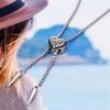 Elegant Heart Shaped Neckwear Rhinestones Accented Unisex Stainless Steel Necklace Slidable for Gifting and Daily Use