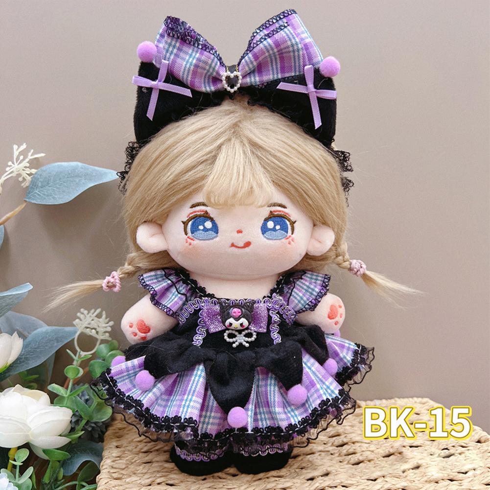 20CM Cotton Doll Rompers Cartoon Plush Doll Replacement Outfit Lolita Dress Playing House Accessories Mini Clothes