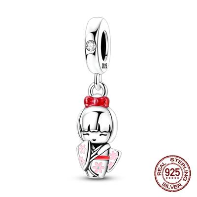 Měděné Japonské Kimono Kokeshi Panenka Přívěsky Dívčí Kouzla Hodí se na Originální Náramky s Kouzly Ženy DoItYourself Šperky Dárky