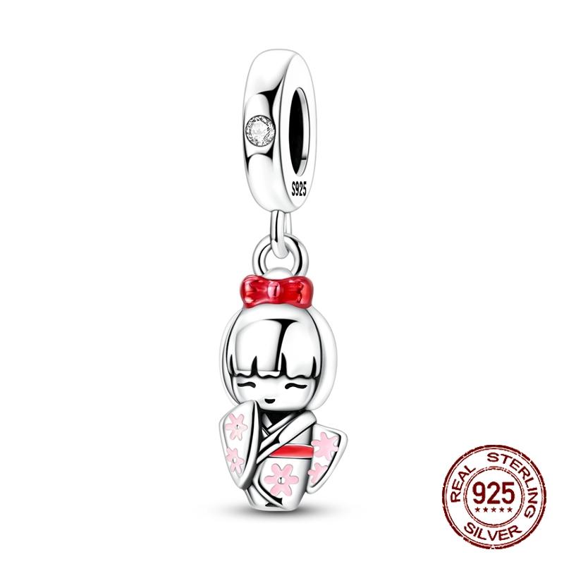 

Японские шармы-куклы кимоно, медные, в японском стиле, подвески-болтушки, подходят для браслета-манжеты, ожерелья, для изготовления ювелирных изделий своими руками