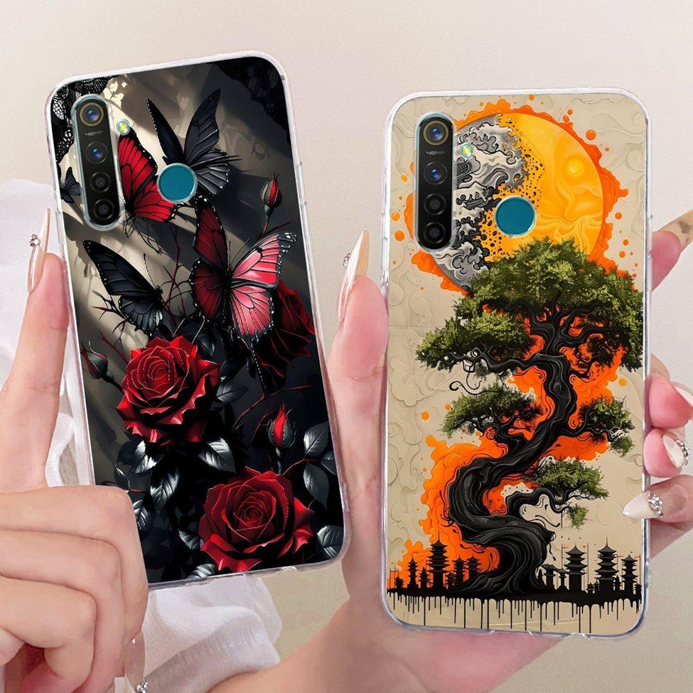 Transparent Casing For Realme 5 Pro Cover Fashion Cartoon Cute Funny Painted Soft Phone Case RMX1973 RMX1971