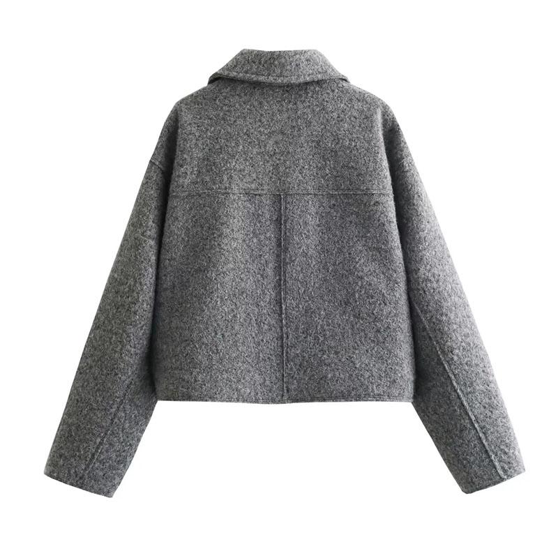 Autumn Winter Cropped Jacket for Women Short Coat Tweed Jacket Zip Crop Demi-season Jacket Woman
