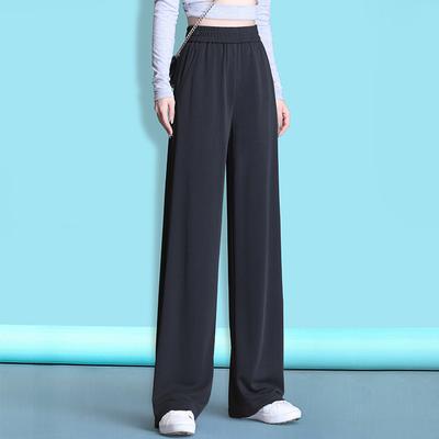 Samthose für Damen, Herbst und Winter, Hose mit weitem Bein, Übergröße, hohe Taille, lockere Schlepphose, gerade Hose