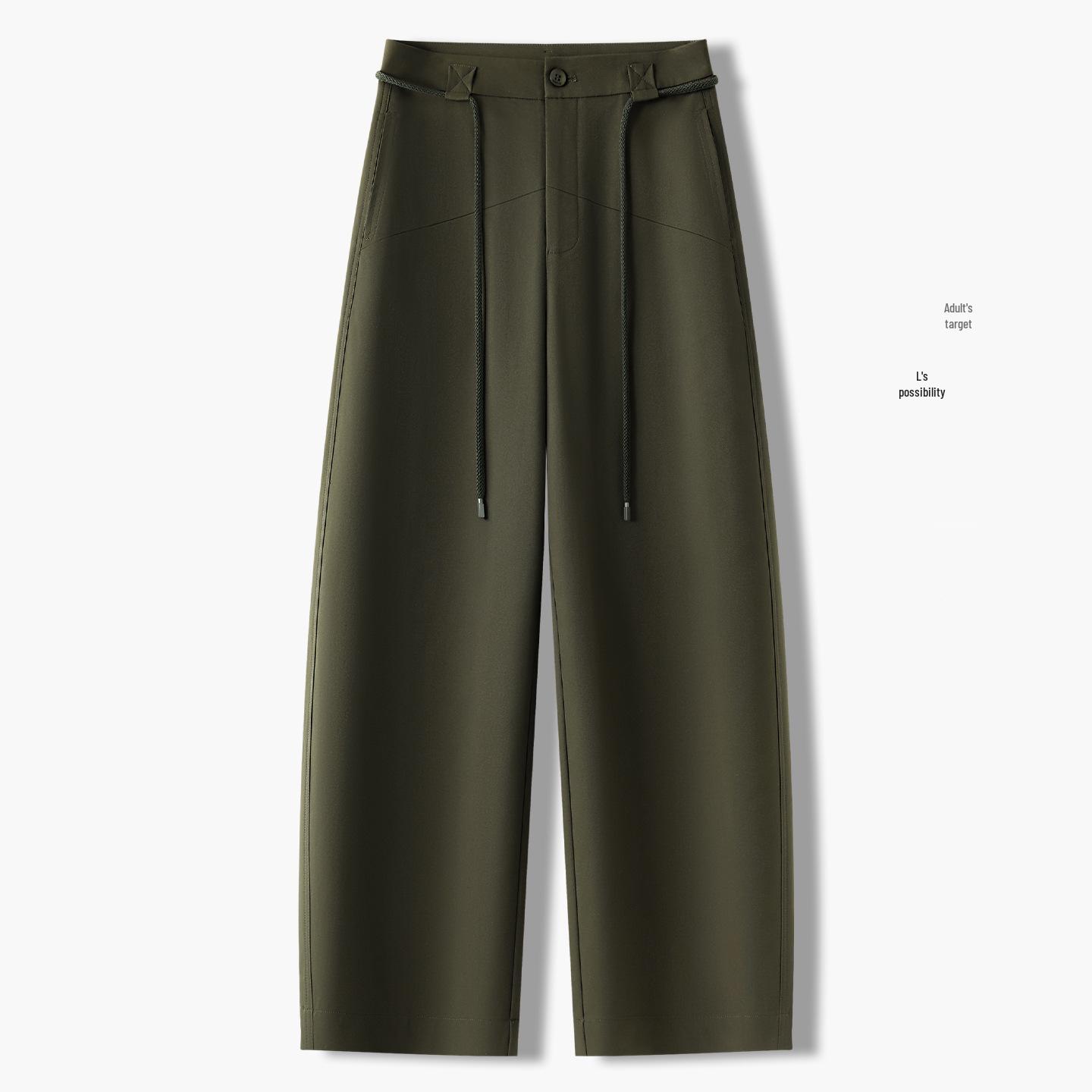 

Women s High-Waisted Wide-Leg Cargo Pants with Drawstring - Slimming & Loose Fit, Spring 2026 Arrival 28 темно-зелений колір
