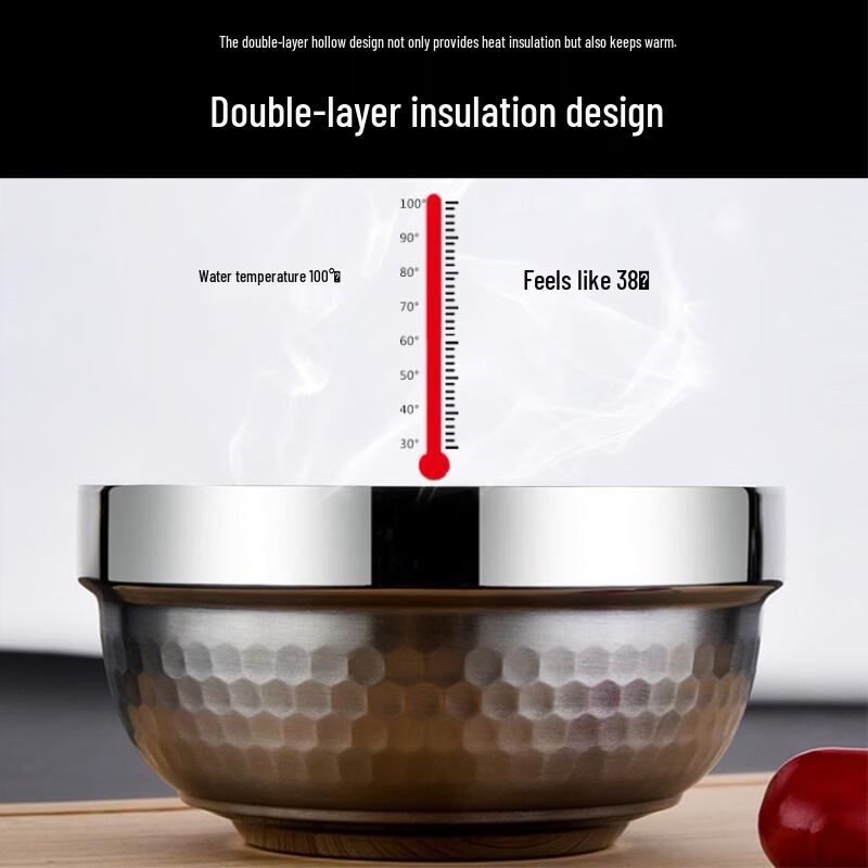 Thickened 304 Stainless Steel Double-Layer Rice Bowls