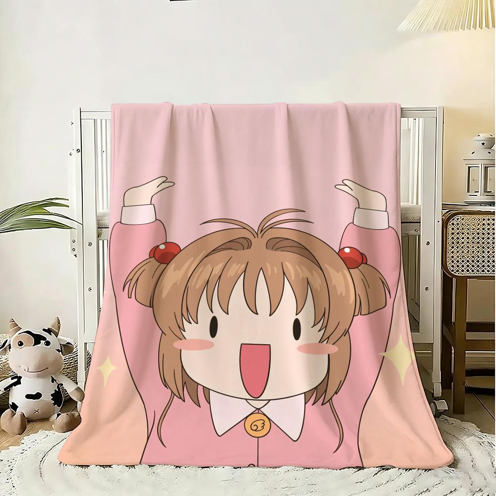 C-Cardcaptor S-Sakura Throw Soft Flannel Throw Blanket, Lightweight Breathable Summer Nap Blanket For Home Travel Cozy Decor