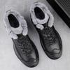 Non-Slip Men Lace-Up High Top Shoes New Genuine Leather Casual Shoes Man Motorcycle Boots Fashion Hiking Winter Plush Snow Botas