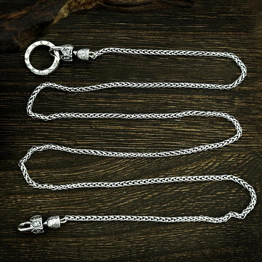 Collana con Mantra in Argento Sterling S925: Design Etnico Retrò, Catena Chopin Versatile