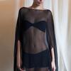 European and American Style New Street Style Top Sexy Perspective Loose Versatile Pullover Women's Large Size Chiffon Blouse