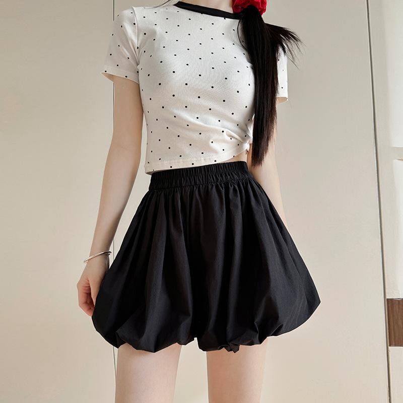 

Белые шорты-кюлоты с бутонами, женские летние тонкие тонкие шорты А-силуэта с высокой талией XL чёрный