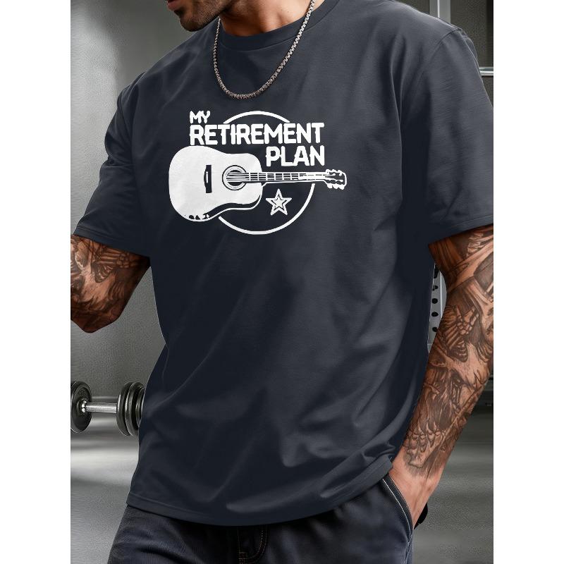 

Men s Summer Casual Short-Sleeve T-Shirt with Guitar Print - Round Neck Regular Fit Suitable for Outdoor & Home Wear, Music-Themed Wardrobe Essential 4XL чорний