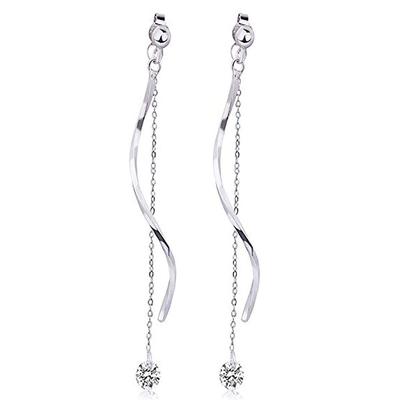 Women S-shaped Earrings Fashion Trend Wave Tassel Back Hanging Long Earrings Jewelry Accessories For Gifts