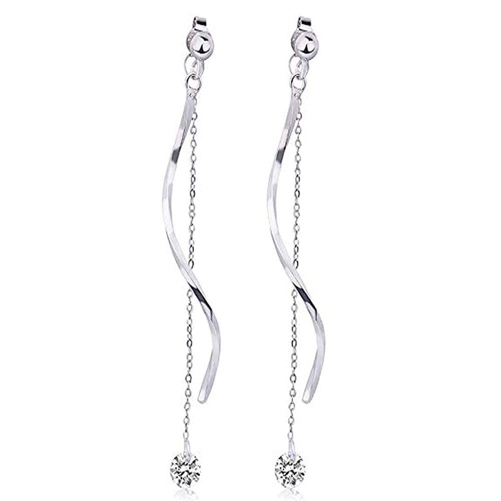 Women S-shaped Earrings Fashion Trend Wave Tassel Back Hanging Long Earrings Jewelry Accessories For Gifts