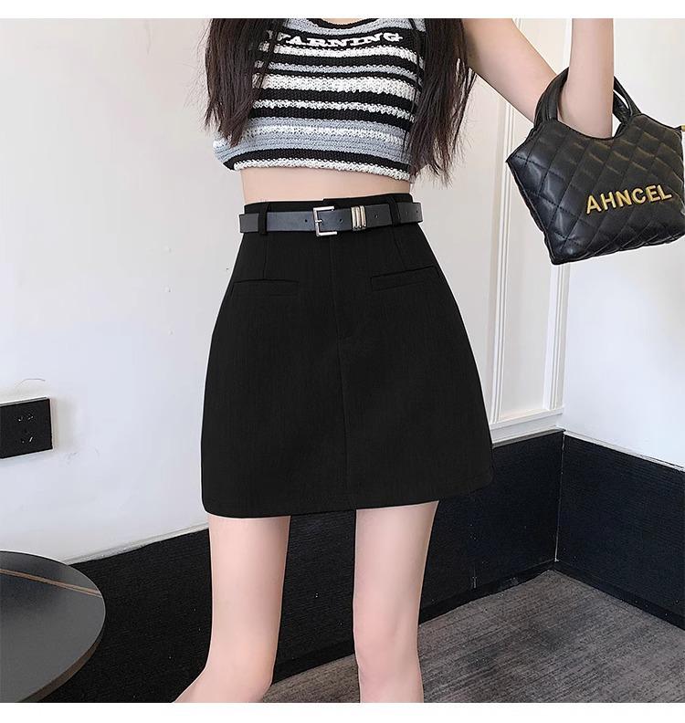 

Весна 2024 Корейский стиль Приталенная Юбка миди А-силуэта с высокой талией 3XL