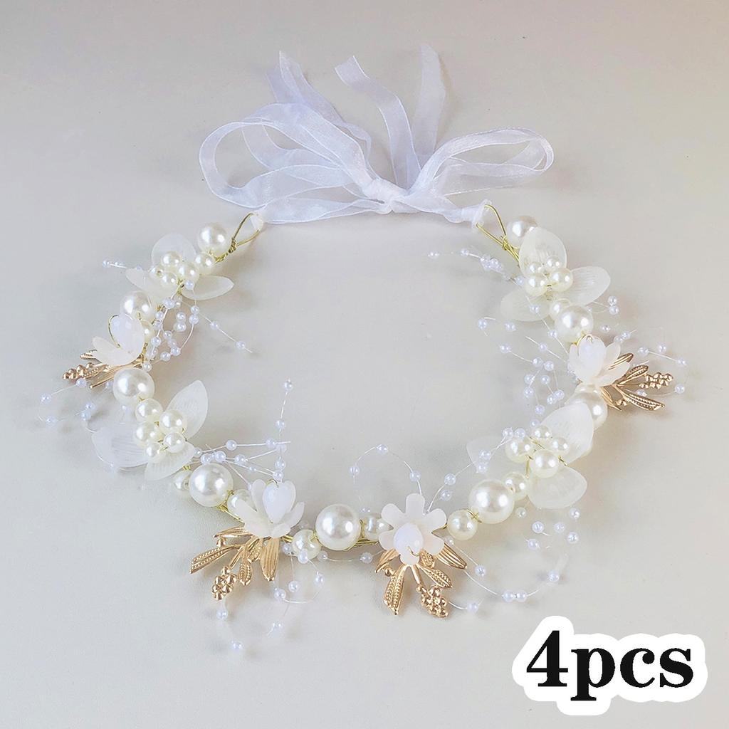 High Quality1/3/4 Pieces Girls' White Flower Crown with Artificial Pearls - Suitable for Daily Wear, Parties, Birthdays, Dances and Other Occasions
