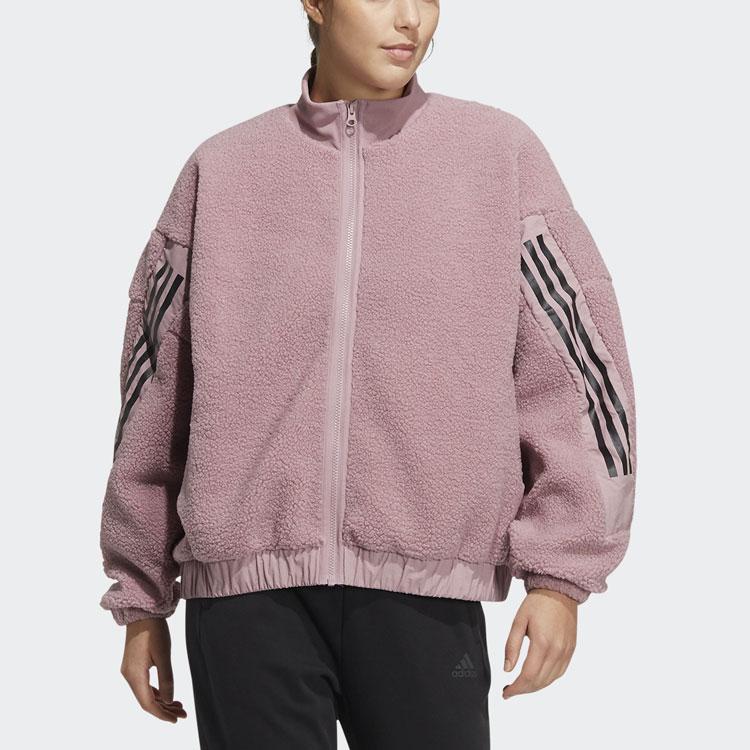 adidas Women's 3-Stripes Sherpa Fleece Jacket Purple HM7457
