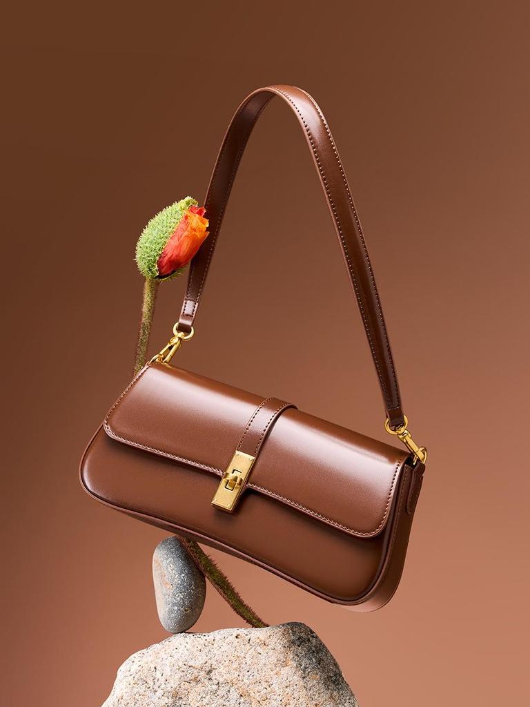 Niche Style Genuine Leather Baguette Shoulder Bag 2026 - Fashionable, Versatile Cowhide Women's Underarm Bag