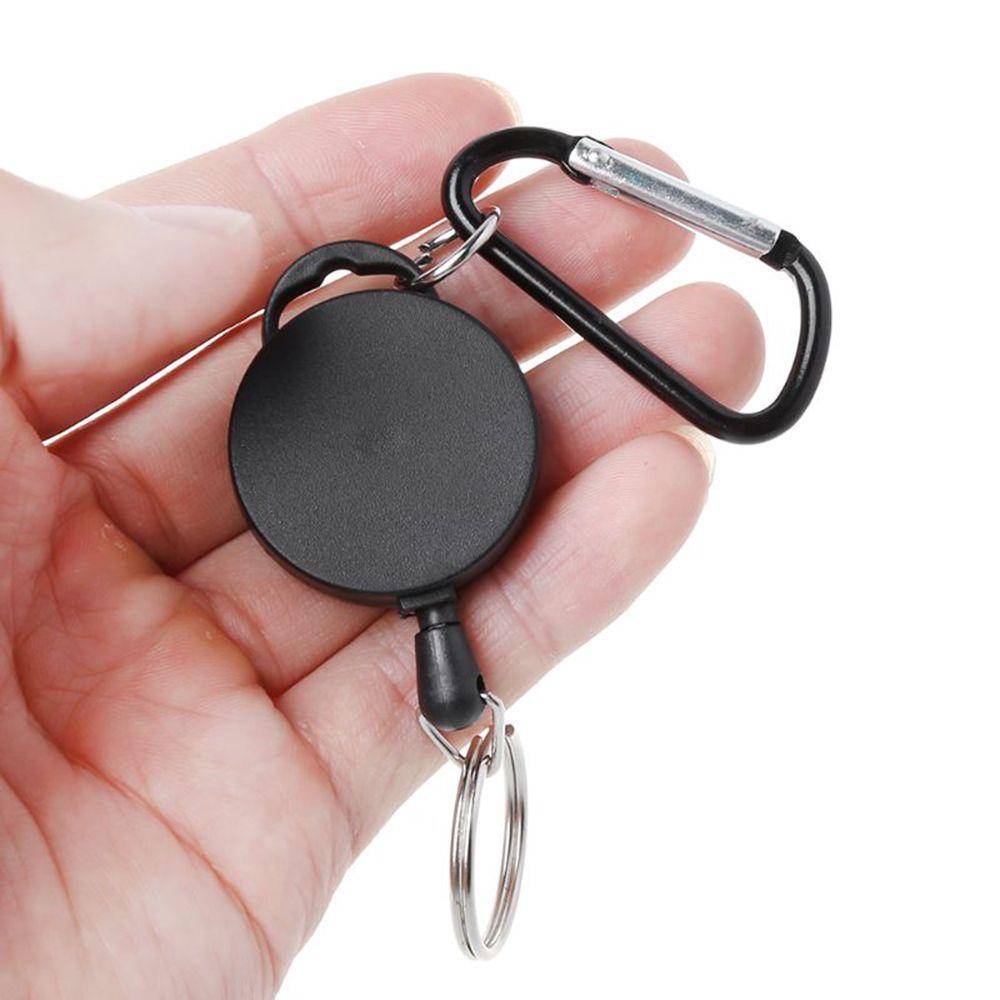 Elasticity Nylon Wire Rope Keychain Easy Buckle Badge Reel ID Card Holder Outdoor Sports Key Ring
