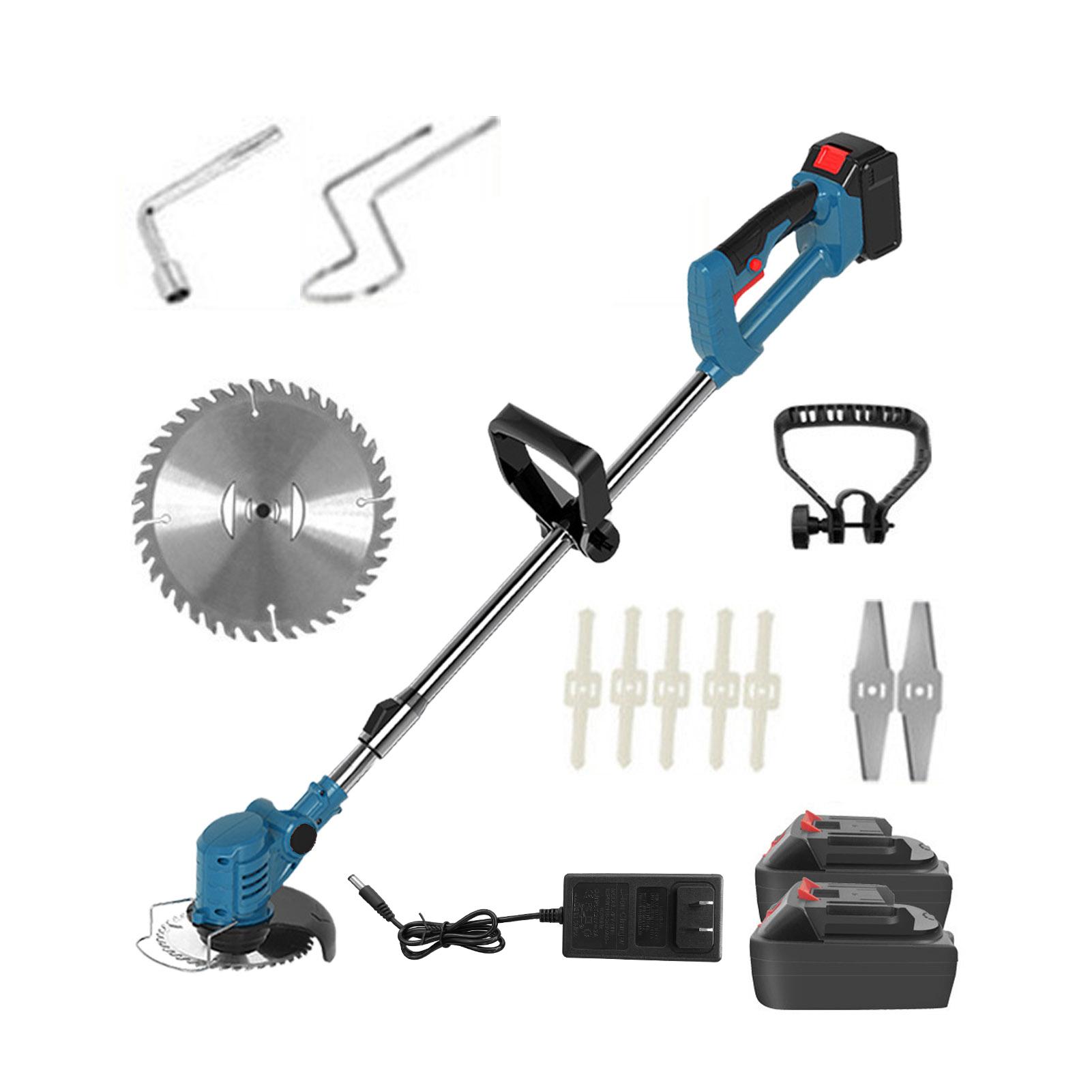 

Handheld Lawn Trimmer Cordless Electric Lawn Mower Blue Lawn Trimmer with Rotatable Head & Safety Lock синий