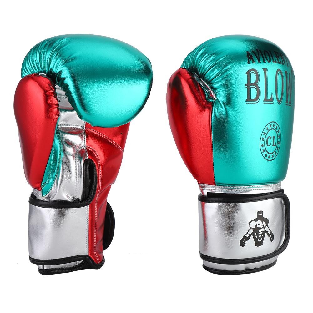 1 Pair Unisex PU Boxing Gloves Sanda Punching Sparring Sandbag Training MittsGreen