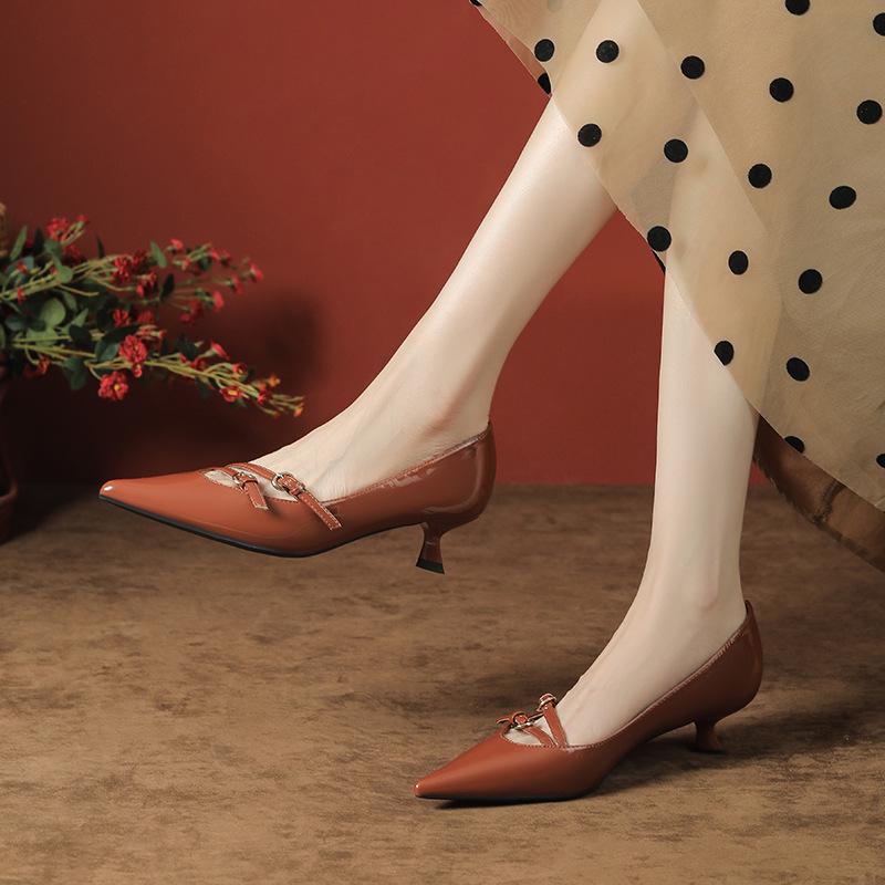

Sheepskin Pointed-Toe Stiletto Heels - Women s Autumn Temperament Evening Shoes 37