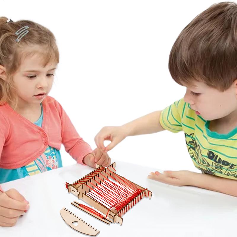 Kids Weaving Machine Kit Knitting Yarn Weaving Machine Kit Wooden Educational Interactive Creative Learning Toy For Crochet Kids