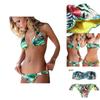 Exquisite Tropical Bikini Set With Green Leaf Print For Stylish Summer Swimwear
