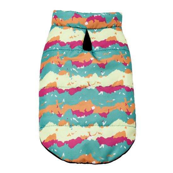 

Жилет для домашних животных с воротником-стойкой, куртка для собак без рукавов, утолщенное зимнее пальто для собак с принтом листьев синий