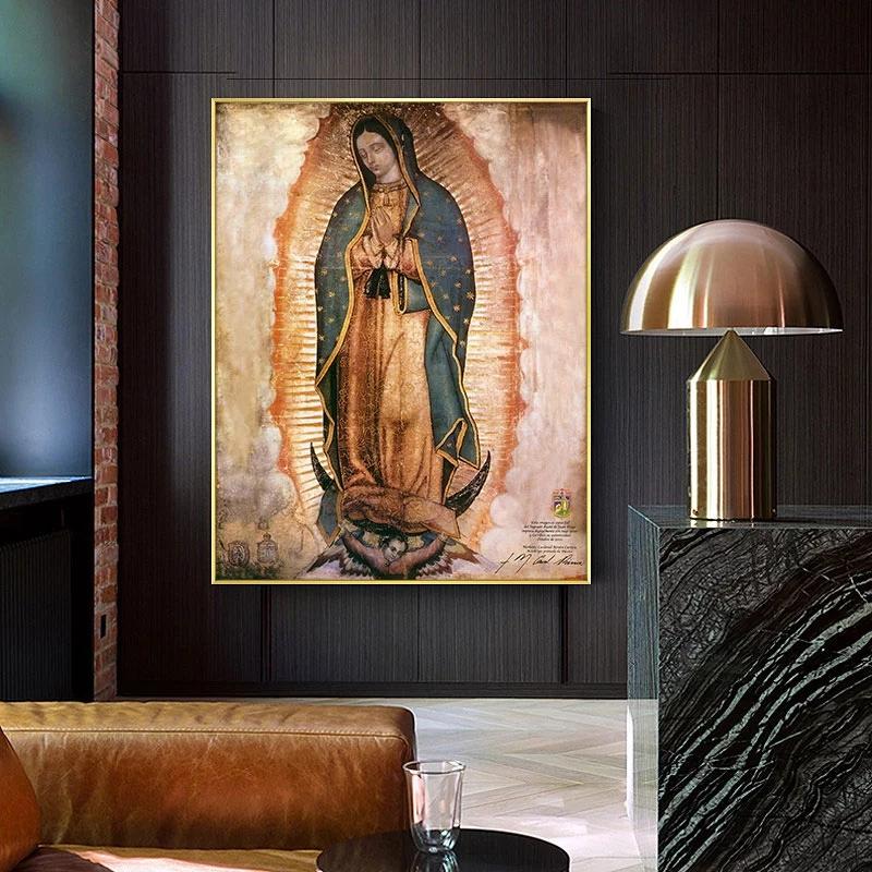 Modern Guadalupe Lady Canvas Painting Posters and Prints Quadros Wall Art Pictures for Living Room Home Decoration Cuadros