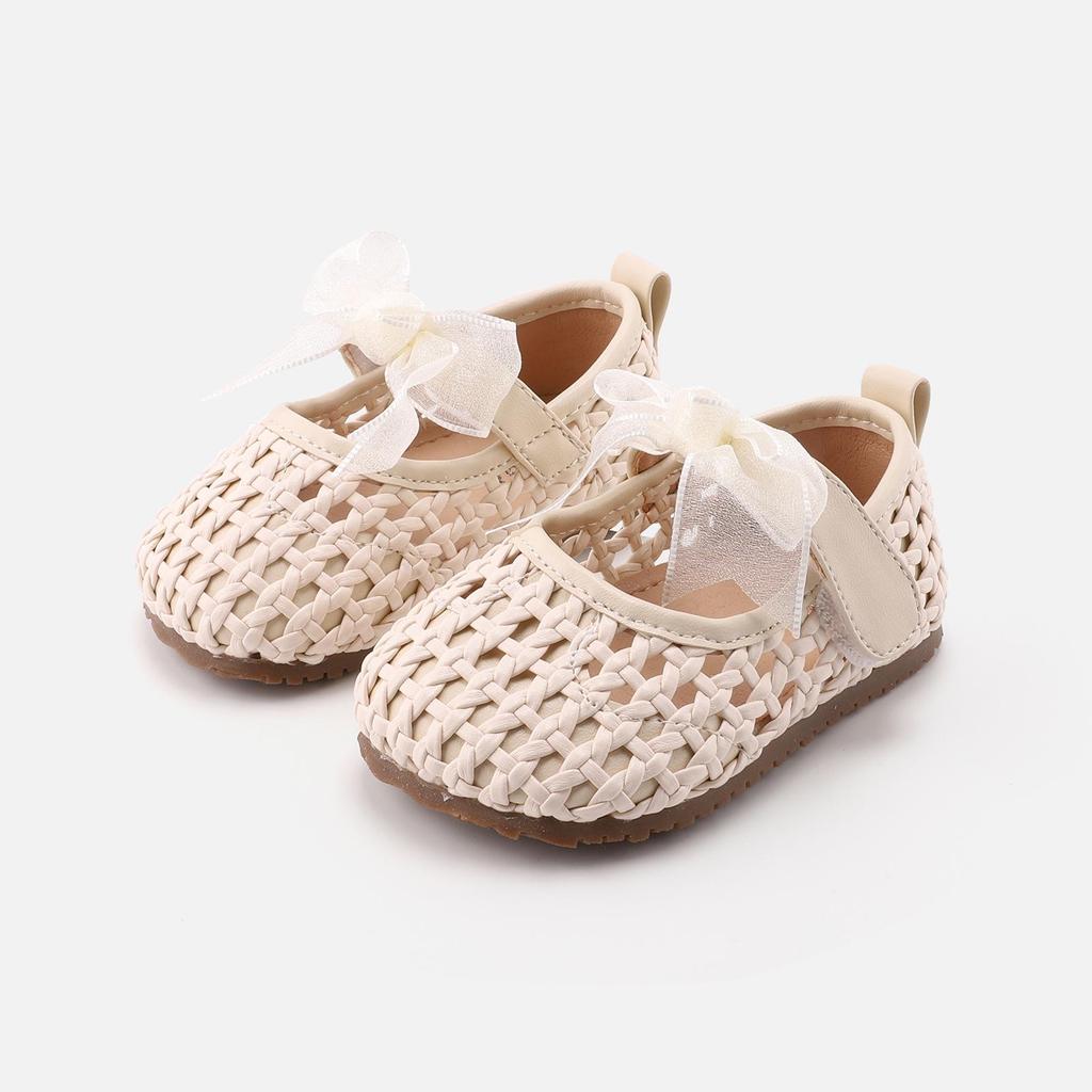 Spring Lace Bow Non-Slip Soft Bottom Baby Shoes - Girls' Princess Style Leather