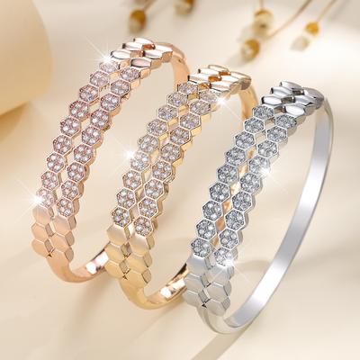 Honeycomb Jewelry Double Row Hexagon Light Luxury Bracelet Fashionable and Versatile