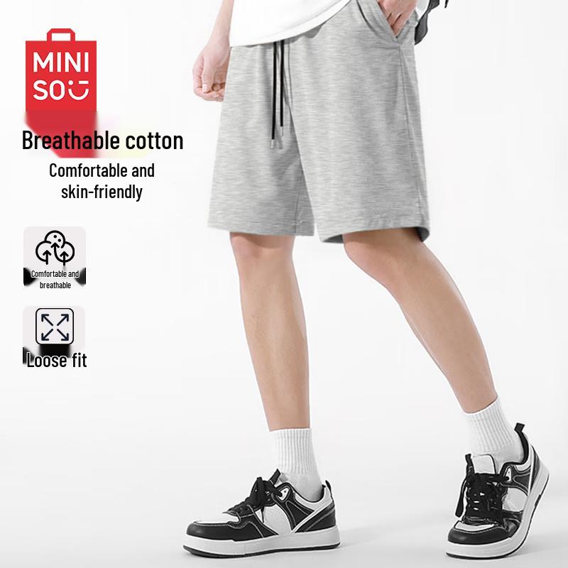 

MINISO Men s Pure Cotton Drawstring Shorts L