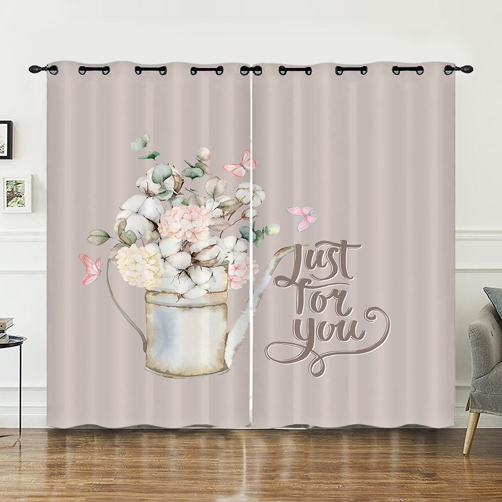 Curtains Vintage Flowers American Curtains Digital Printing Blackout Curtains No Punching