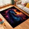 1PC Vibrant black horse with fire Print Carpet Rug for Living Room Bedroom Sofa Doormat Home Decor Non-slip Floor Mat