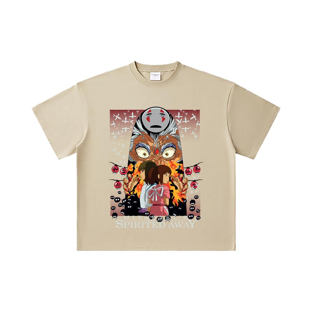 260 GSM Double Yarn 32 Count 100% Cotton Ghibli V1 Spirited Away Print Unisex Heavy Cotton T Shirt